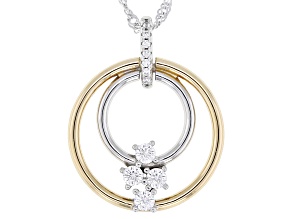 White Cubic Zirconia Rhodium And 18k Yellow Gold Over Sterling Silver Pendant 0.49ctw