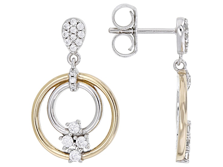 White Cubic Zirconia Rhodium And 18k Yellow Gold Over Sterling Silver Earrings 0.79ctw