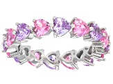 Pink And Lavender Cubic Zirconia Rhodium Over Sterling Silver Heart Ring 4.90ctw