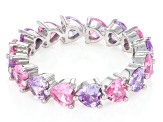 Pink And Lavender Cubic Zirconia Rhodium Over Sterling Silver Heart Ring 4.90ctw