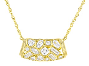 White Cubic Zirconia 18k Yellow Gold Over Sterling Silver Pendant With Chain 3.09ctw