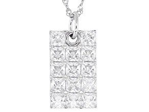White Cubic Zirconia Rhodium Over Sterling Silver Dog Tag Pendant 7.37ctw
