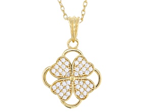 White Cubic Zirconia 14k Yellow Gold Over Sterling Silver Necklace 0.39ctw