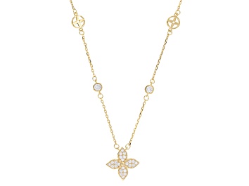 Picture of White Cubic Zirconia 14k Yellow Gold Over Sterling Silver Necklace 1.32ctw