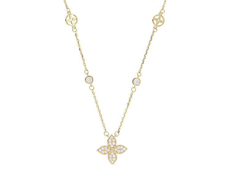 White Cubic Zirconia 14k Yellow Gold Over Sterling Silver Necklace 1.32ctw