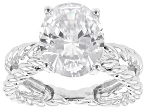 White Cubic Zirconia Rhodium Over Sterling Silver Ring 7.27ctw