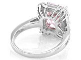 Pink And White Cubic Zirconia Rhodium Over Sterling Silver Ice Flower Cut Ring 7.35ctw