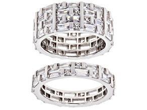White Cubic Zirconia Rhodium Over Sterling Silver Ring Set 14.34ctw