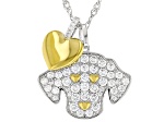 White Cubic Zirconia Rhodium And 18k Yellow Gold Over Sterling Silver Dog Pendant 2.06ctw