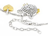 White Cubic Zirconia Rhodium And 18k Yellow Gold Over Sterling Silver Cat Pendant