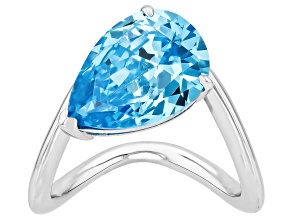 Blue Cubic Zirconia Rhodium Over Sterling Silver Ring 7.65ctw