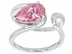 Pink Cubic Zirconia Rhodium Over Sterling Silver Ring 5.10ctw
