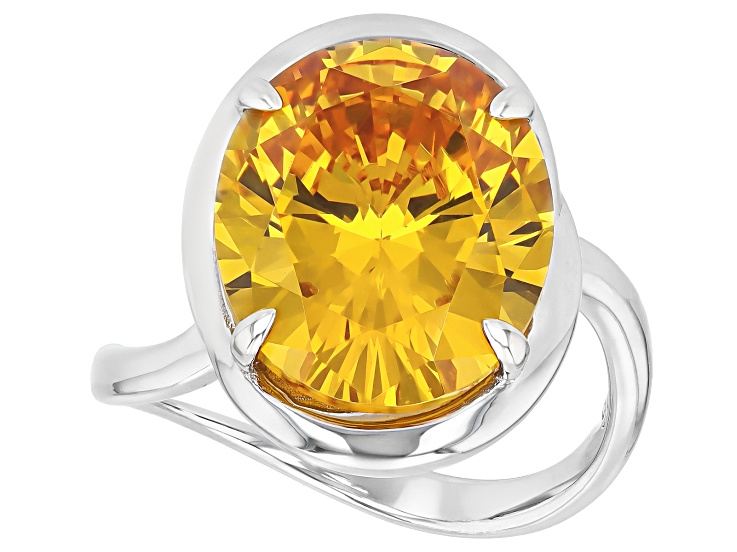 Canary Cubic Zirconia Rhodium Over Sterling Silver Ring 8.07ctw
