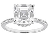 White Cubic Zirconia Rhodium Over Sterling Silver Asscher Cut Ring 7.09ctw
