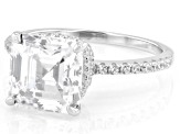 White Cubic Zirconia Rhodium Over Sterling Silver Asscher Cut Ring 7.09ctw