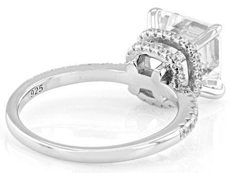 White Cubic Zirconia Rhodium Over Sterling Silver Asscher Cut Ring 7.09ctw