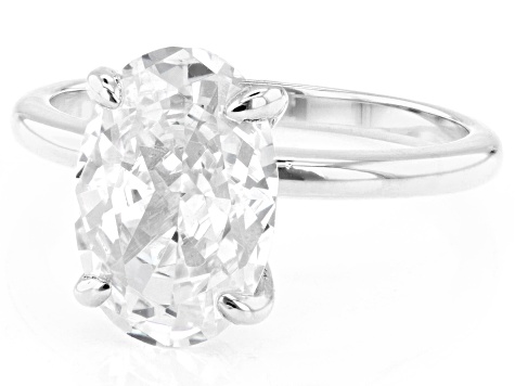 White Cubic Zirconia Platinum Over Sterling Silver Ring 5.67