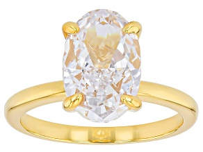 White Cubic Zirconia 18k Yellow Gold Over Sterling Silver Ring 5.67ctw