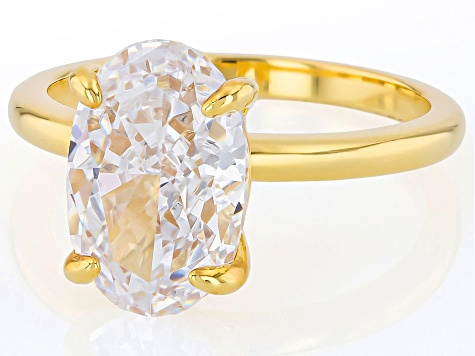 白光 口金/イエロー ねじ付 B5000 ggw725x White Cubic Zirconia 18k Yellow Gold Over Sterling Silver Ring