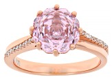 Pink And White Cubic Zirconia 18k Rose Gold Over Sterling Silver Rose Cut Ring 6.36ctw