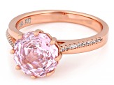 Pink And White Cubic Zirconia 18k Rose Gold Over Sterling Silver Rose Cut Ring 6.36ctw