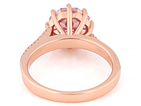 Pink And White Cubic Zirconia 18k Rose Gold Over Sterling Silver Rose Cut Ring 6.36ctw