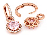 Pink And White Cubic Zirconia 18k Rose Gold Over Sterling Silver Rose Cut Earrings 9.47ctw