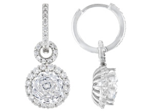 White Cubic Zirconia Rhodium Over Sterling Silver Rose Cut Earrings 10.48ctw