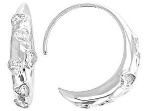 White Cubic Zirconia Rhodium Over Sterling Silver Heart J-Hoops 2.06ctw