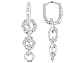 White Cubic Zirconia Rhodium Over Sterling Silver Earrings 0.86ctw