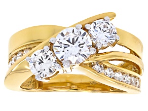 White Cubic Zirconia 18k Yellow Gold Over Sterling Silver Ring 2.55ctw