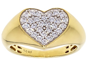 Picture of White Cubic Zirconia 18k Yellow Gold Over Sterling Silver Heart Ring 0.55ctw