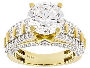 Picture of White Cubic Zirconia 18k Yellow Gold Over Sterling Silver Ring 8.35ctw