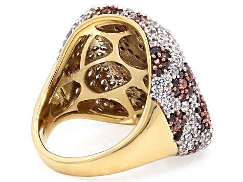Mocha, Black, And White Cubic Zirconia 18k Gold Over
