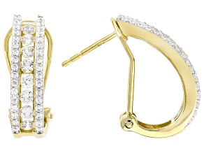 White Cubic Zirconia 18k Yellow Gold Over Sterling Silver Earrings 2.20ctw