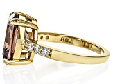 Mocha And White Cubic Zirconia 18k Yellow Gold Over Sterling Silver Ring 8.76ctw
