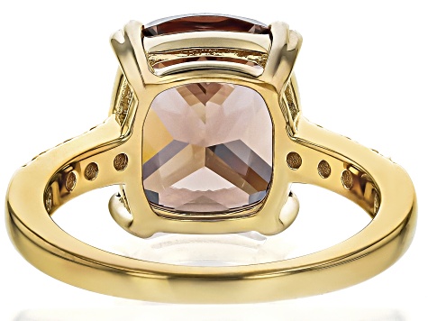 Mocha And White Cubic Zirconia 18k Yellow Gold Over Sterling Silver Ring 8.76ctw