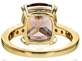 Mocha And White Cubic Zirconia 18k Yellow Gold Over Sterling Silver Ring 8.76ctw
