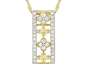 White Cubic Zirconia 18k Yellow Gold Over Sterling Silver Clover Slide Pendant 1.00ctw