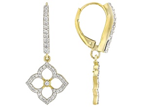 White Cubic Zirconia 18k Yellow Gold Over Sterling Silver Earrings 0.75ctw