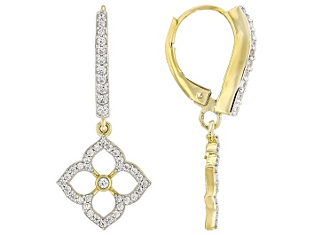 Picture of White Cubic Zirconia 18k Yellow Gold Over Sterling Silver Earrings 0.75ctw