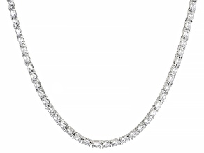 White Cubic Zirconia Rhodium Over Sterling Silver Tennis Necklace 75.40ctw