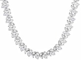 White Cubic Zirconia Rhodium Over Sterling Silver Flower Tennis Necklace 72.96ctw