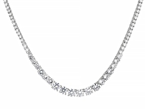 White Cubic Zirconia Rhodium Over Sterling Silver Tennis Necklace 28.78ctw