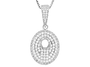 White Cubic Zirconia Rhodium Over Sterling Silver "O" Initial Bubble Pendant 1.74ctw