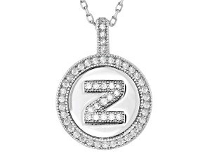 White Cubic Zirconia Rhodium Over Sterling Silver "Z" Initial Pendant 0.54ctw