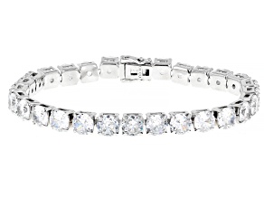 White Cubic Zirconia Rhodium Over Brass Tennis Bracelet 42.24ctw