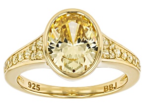 Canary And Yellow Cubic Zirconia 18k Yellow Gold Over Sterling Silver Ring 4.25ctw
