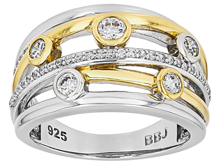White Cubic Zirconia Rhodium And 18k Yellow Gold Over Sterling Silver Ring 0.80ctw