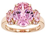 Pink Cubic Zirconia 18k Rose Gold Over Sterling Silver Ring 8.05ctw